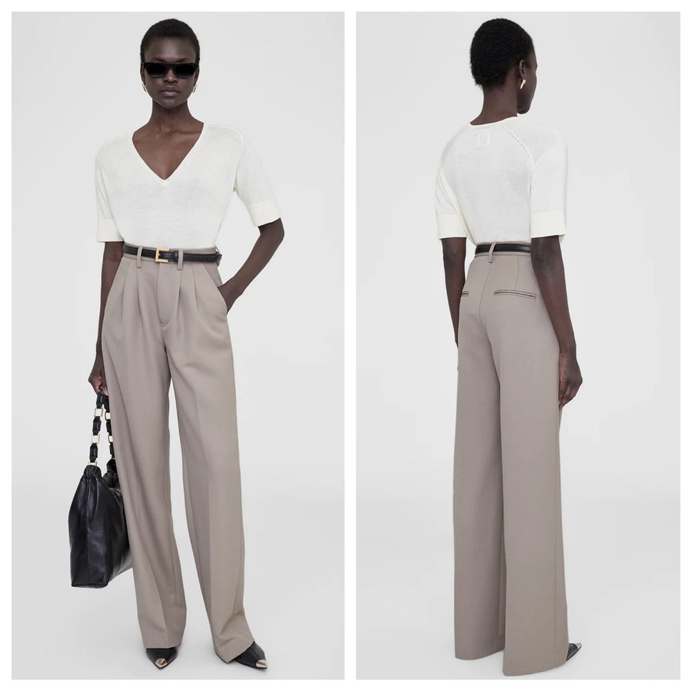 Anine Bing Carrie Trouser Pants in Taupe